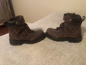 Harley Davidson Motorcycle Boots Brown Leather Ankle Zip Size Men's Sz 7 94147 - Picture 1 of 7