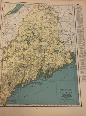 Antigua página de mapa Atlas original 1944 de colección de Maine, Maryland, Delaware 11x14 Foto 1 de 2
