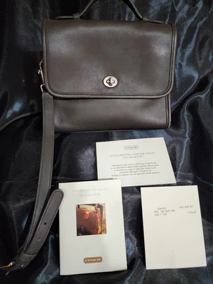  Vintage Coach Court Bag Model 9870 Taupe Leather Satchel Shoulder Top Handle - Image 1 of 4