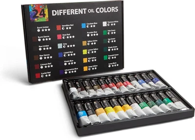 Set Colori Olio Pittura Professionali, 24 Tubbetti Colori a Olio Da 50Ml, Set Co - Immagine 1 di 4