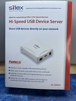Silex SX-2000U2 USB Device Server Hub Ethernet Wireless Networking Printers NIB - Image 1 of 4