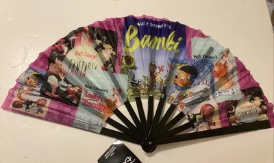 Walt Disney Parks Bambi Fantasia Pinocchio Lady & The Tramp 25” Folding Hand Fan - Image 1 of 4