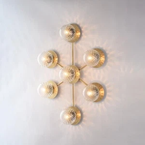 Plafoniera contemporanea ottone brunito con sfere in vetro 7 luci bon-622 - Picture 1 of 1