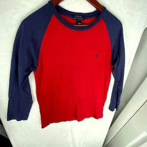 Polo Ralph Lauren T-Shirt Boys L(14-16) Red Blue Pony Logo Raglan Long Sleeve - Picture 1 of 12