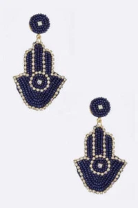 Orecchini dichiarazione Hamsa con perline - Foto 1 di 3