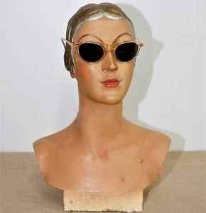 NOS Vintage 40s New Acetate Pantos Frames Sunglasses Flat Glasses Made in France - Picture 1 of 10