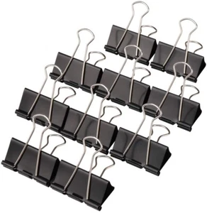 120 x Mini Black Bulldog Clips Foldback 51mm Metal Binder Paper Clamps Office - Picture 1 of 10