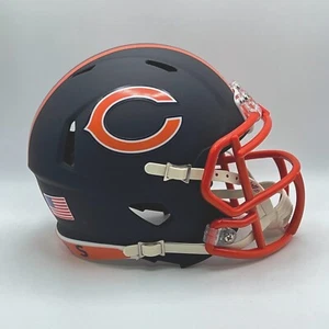 Chicago Bears Riddell Speed PERSONALIZZATO Navy Opaco - Mini Casco Calcio Arancione C - Foto 1 di 3