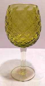 Viking Glass Green Diamond Quilted Clear Bottom Goblet Candy Dish9" - Picture 1 of 8