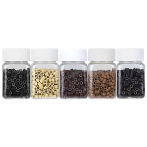 Aluminium Beads Hair Extension Tubes Microrings Hair Braiding Decorations Brown - Picture 1 of 19