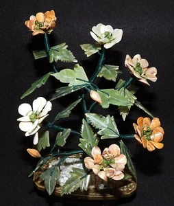 Vintage Chinese Jade Agate Petal Bonsai Tree - Picture 1 of 8