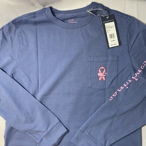 Kids vineyard vines Breast Cancer Awareness Long Sleeve Shirt - Size Large - New - Picture 1 of 4