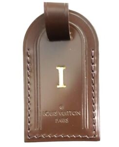 Louis Vuitton Brown Leather Luggage Tag Monogrammed "I"
