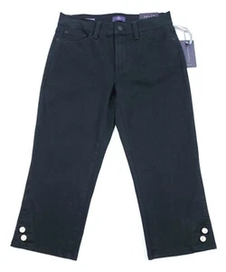 NYDJ Ariel kurze Damenjeans Größe 2P Lift Tuck Technologie schwarz Denim neu mit Etikett - Bild 1 von 12