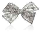 Excellent 935 Argentium Silver Women Old Mine Cut White CZ Beautiful Bow Brooch