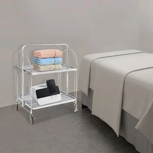 Rolling Cart, 2-tier Rolling Cart with Wheels, Collapsible Rolling Storage Cart - Picture 1 of 15