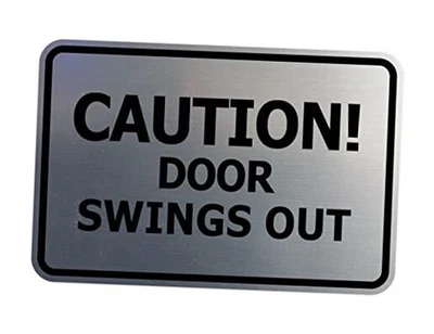  Columpios de puerta clásicos con marco, precaución 5 x 7" - medianos (1 paquete) plateados cepillados Foto 1 de 4