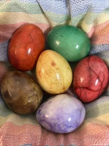 Vintage PolishedStone Marble Alabaster Granite Rainbow Eggs Made In Italy Lot 6 - Picture 1 of 16