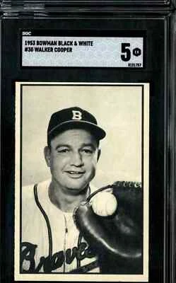 1953 Bowman Black and White #30 Walker Cooper - SGC 5 - Image 1 of 2