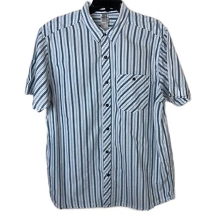 The North Face Mens White Shirt Button Up Striped Outdoors Large Short Sleeve - Picture 1 of 7