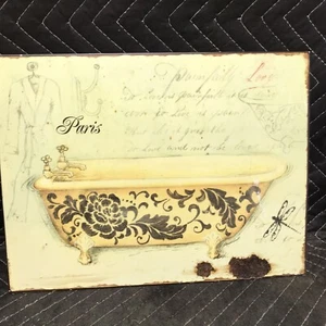 Paris France Bathtub Sketch-up Tin Sign Home Decor 10.5” x 13.5” - Picture 1 of 5