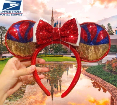 Disney Parks Snow White Ears Sparkle Sequins Minnie Mouse Bow Ears Headband US - Image 1 of 4