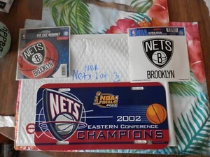New Jersey Nets 2002 license plate Lot (3) cling &magnet Brooklyn Nets NEW VTG - Picture 1 of 10