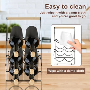 Wine Bottle Wood Shelf Easy to Clean 3 Tiers Bottle Holder for Home or Bar leZcy - Picture 1 of 11