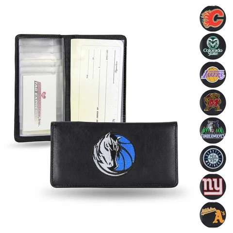 MLB NFL NBA NHL NCAA Embroidered Team Logo Leather Checkbook Wallet by RICO Cover