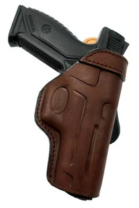 Right Hand Dark Brown Leather Rotating Paddle Holster for RUGER AMERICAN 45 4.5" - Picture 1 of 5