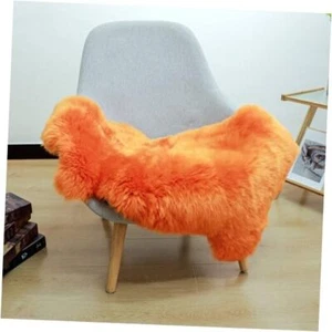 Fluffy Shaggy Fur Genuine Fuzzy Sheepskin Rug for Single Pelt/2FT*3FT Orange - Picture 1 of 8