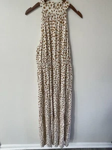 Maxikleid rosa Lilie Stufen 2XL Animal Print ärmellos beige Strand Cocktail - Bild 1 von 12