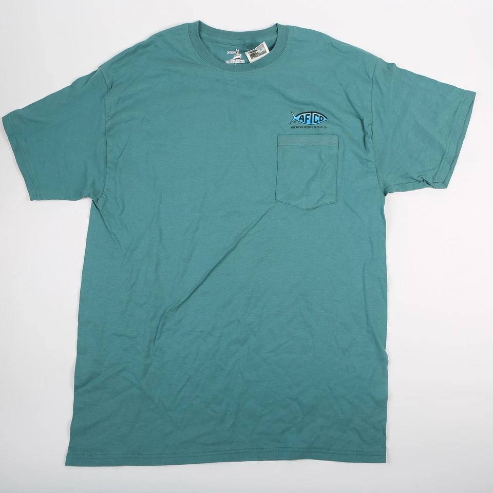 Camisa Aftco Grand Slam Fish Manga Corta Talla L Azul Teal Nueva Con Etiqueta Foto 1 de 2