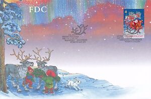 Finland 2001 FDC Arctic Circle Northern Lights Lapland Christmas Santa Claus 