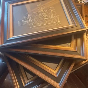 Rare!  Set 4 Lg. Franklin Mint Sterling Silver Sailing Ships Pictures - Picture 1 of 11