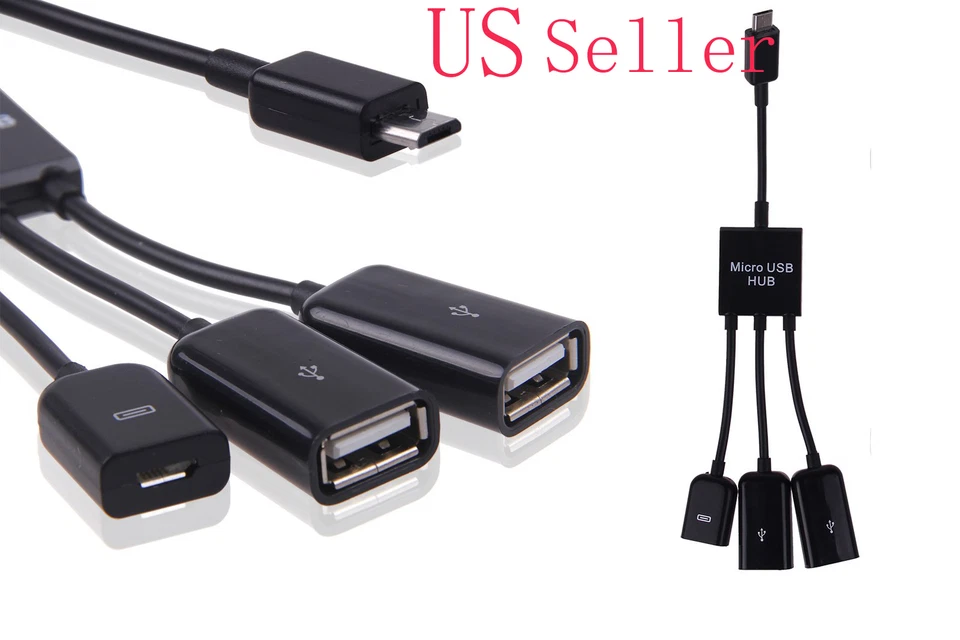 Adaptador Hub Micro USB Host OTG para Dell Venue 8 Pro Samsung Galaxy Note 8" Nexus Foto 1 de 3
