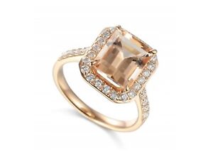 Bomb Party Ring 7 Topaz Rose Gold Plated Crystal Engagement Peach New