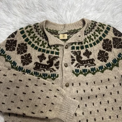 Suéter Tejido a Mano Vintage Años 60 Fair Isle Copo de Nieve Reno Hecho en Suiza Foto 1 de 4