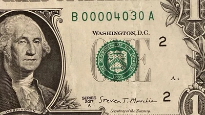 Very Unique $1 Bill USA - 4030 403 Fancy Serial Number - Ships Promptly - Image 1 of 3