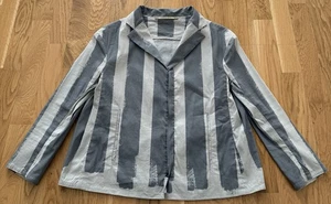 Vintage Annette Gortz Coat Avant Garde Striped Jacket 100% Linen Zip Front Sz 36 - Picture 1 of 14