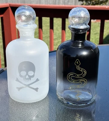 Target Glass Bottle Decanter Set Of 2 Black Ombré Snake / White Poison Halloween - Image 1 of 4