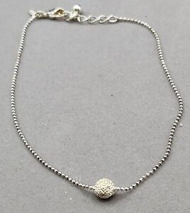 Avon Anklet Vintage Signed Dainty Silvertone Chain 9" Simple Bead