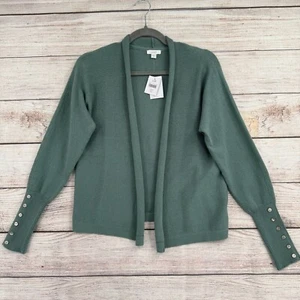 J. Jill PureJill Roll Neck Cardigan Sweater Women's Size XS Green NEW - Picture 1 of 15