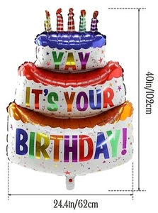 Large Birthday Three Layer Cake Candle Stripe Polka Dot Foil Balloons 120cm - Picture 1 of 5