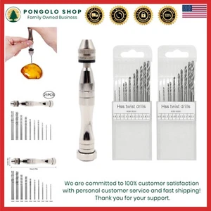 Sturdy Aluminum Hand Drill with 20 Twist Drill Bits - Ideal for Fine Projects - Picture 1 of 11