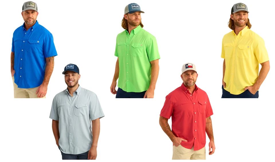 New HUK Tide Point Short Sleeve Button-Down - Multiple Colors - Multiple Sizes
