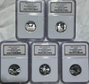 2003 S US MINT STATE SILVER QUARTER 5 COIN PROOF SET NGC PR 70 ULTRA CAMEO - Picture 1 of 7