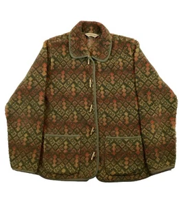 Cárdigan Suéter Chaqueta Sherpa Vintage Orvis Botón Frontal Tonos Tierra Talla Mediana - Imagen 1 de 5