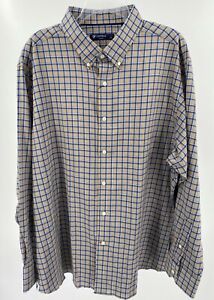 Cremieux Classics Button Front Dress Shirt Size XXL Chino Brown Blue Checks New