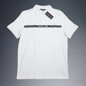 MICHAEL KORS SPRING 1 MEN'S WHITE POLO WITH SIGNATURE CHEST SIZE SMALL NWT - Imagen 1 de 3